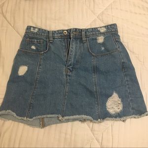 Distressed Denim Skirt